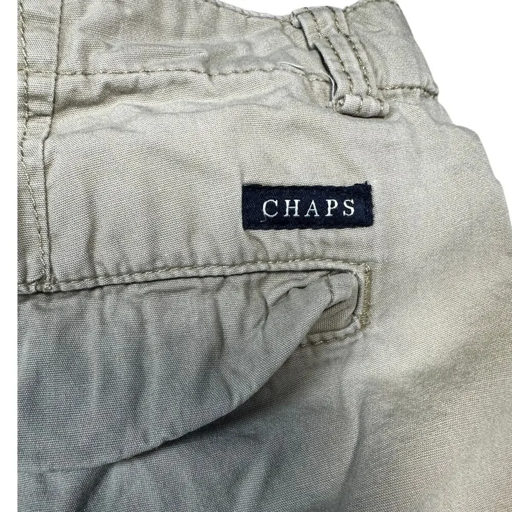 Chaps Mens Cargo Shorts Size 40 Khaki Tan 100% Cotton Casual Utility